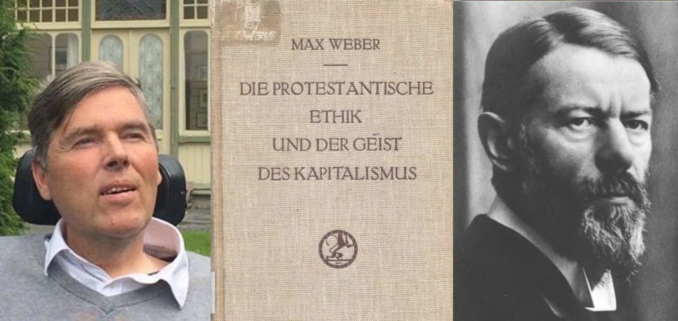 Bilde av Atle Møen, bokomslag og portrett av Max Weber